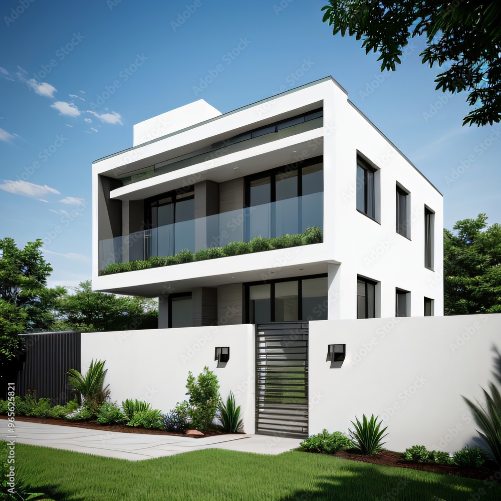 Modern luxury house with a well-manicured lawn.. Modern luxury house with a well-manicured lawn..