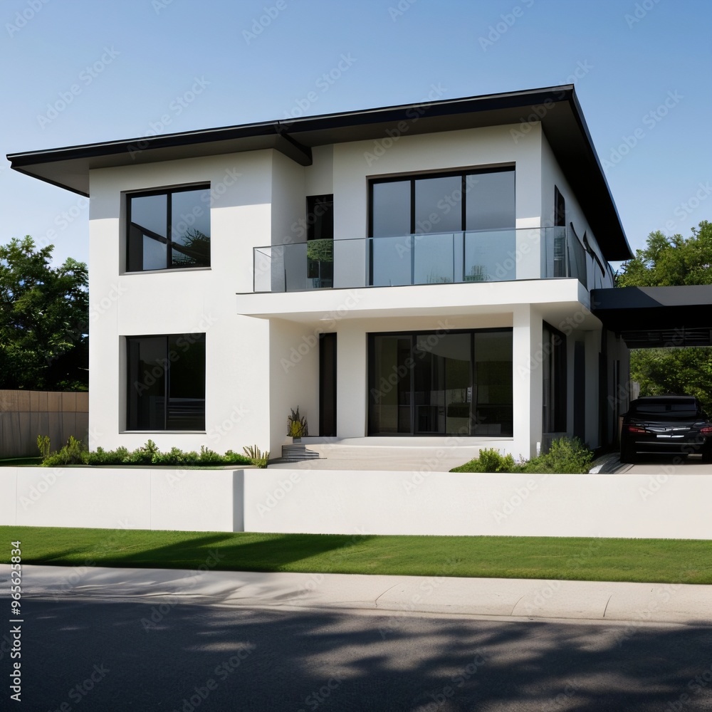Modern luxury house with a well-manicured lawn.. Modern luxury house with a well-manicured lawn..
