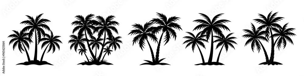A Set of Palm Tree Silhouette Illustrations A Set of Palm Tree Silhouette Illustrations