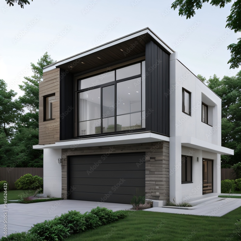 Modern luxury house with a well-manicured lawn.. Modern luxury house with a well-manicured lawn..