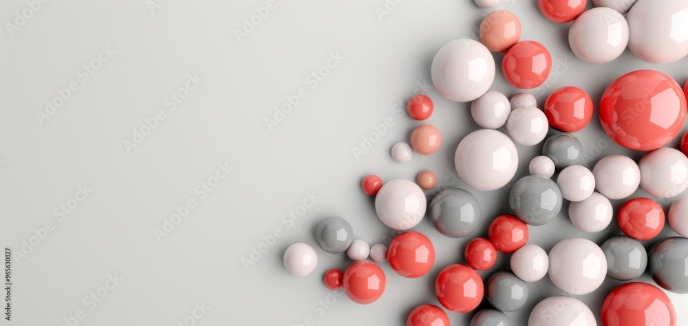 Abstract composition of colorful spheres on a smooth surface, creating a vibrant and playful visual effect.