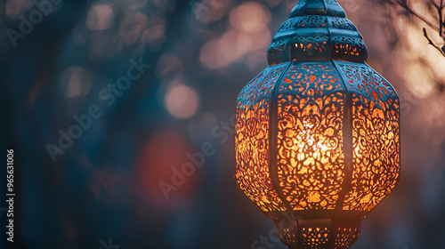 A close-up of an ornate Eid Milad Nabi lantern on 12 Rabi al Awwal