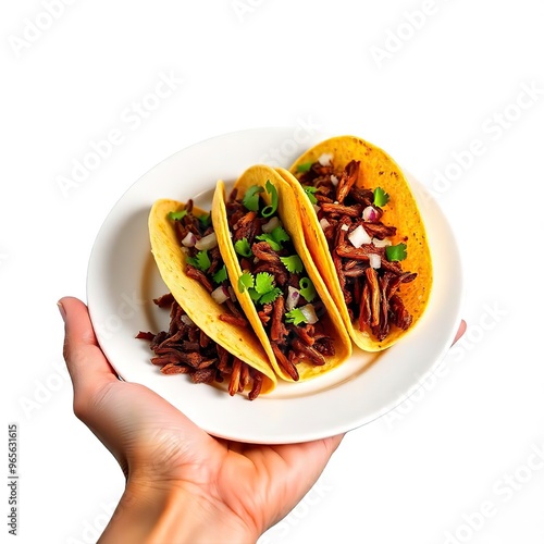Hand holding taco plate