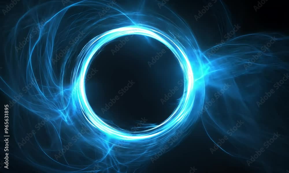 Abstract blue glowing ring on a dark background Abstract blue glowing ring on a dark background
