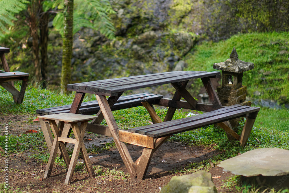 wooden bench in the park wooden bench in the park