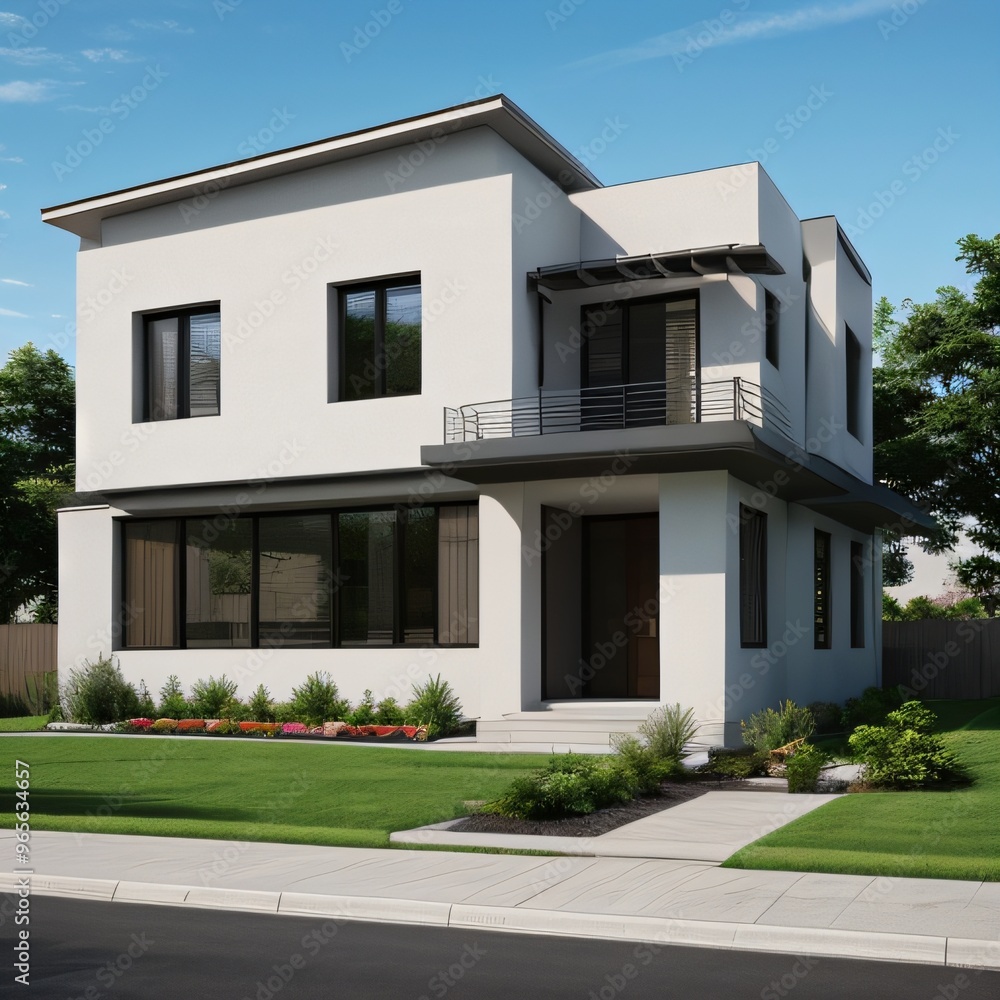 Modern luxury house with a well-manicured lawn.. Modern luxury house with a well-manicured lawn..