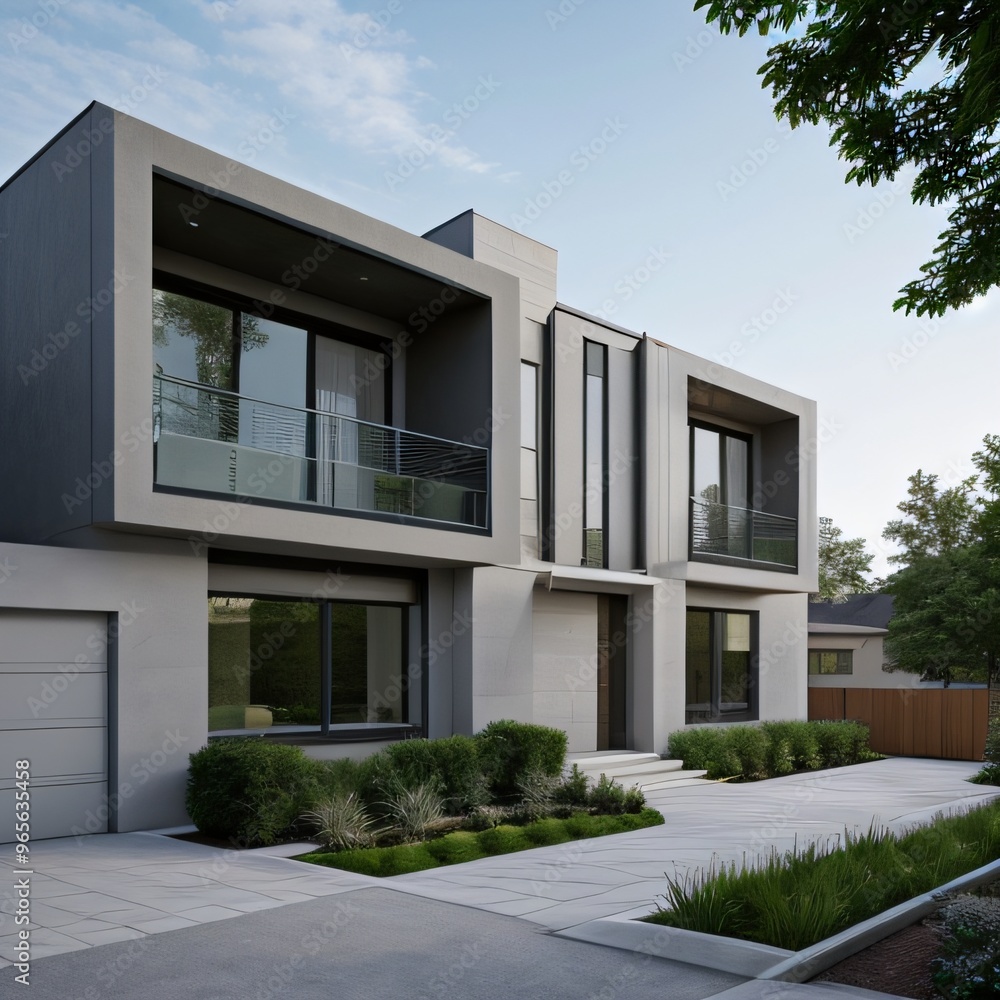 Modern luxury house with a well-manicured lawn.. Modern luxury house with a well-manicured lawn..