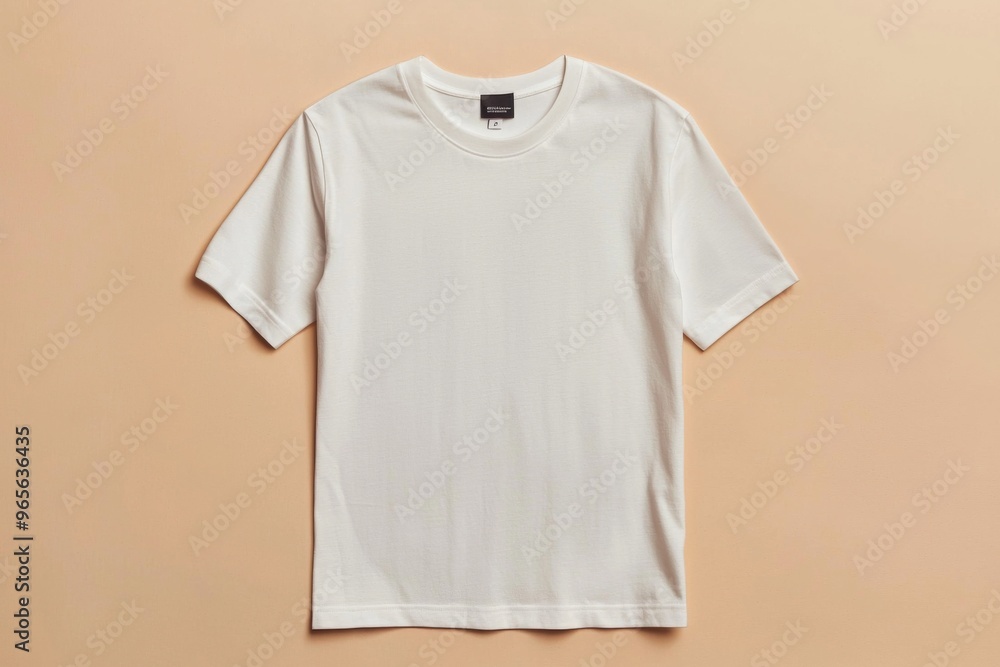 Simple Tshirt Flatlay mockup in beige background created with generative AI Simple Tshirt Flatlay mockup in beige background created with generative AI