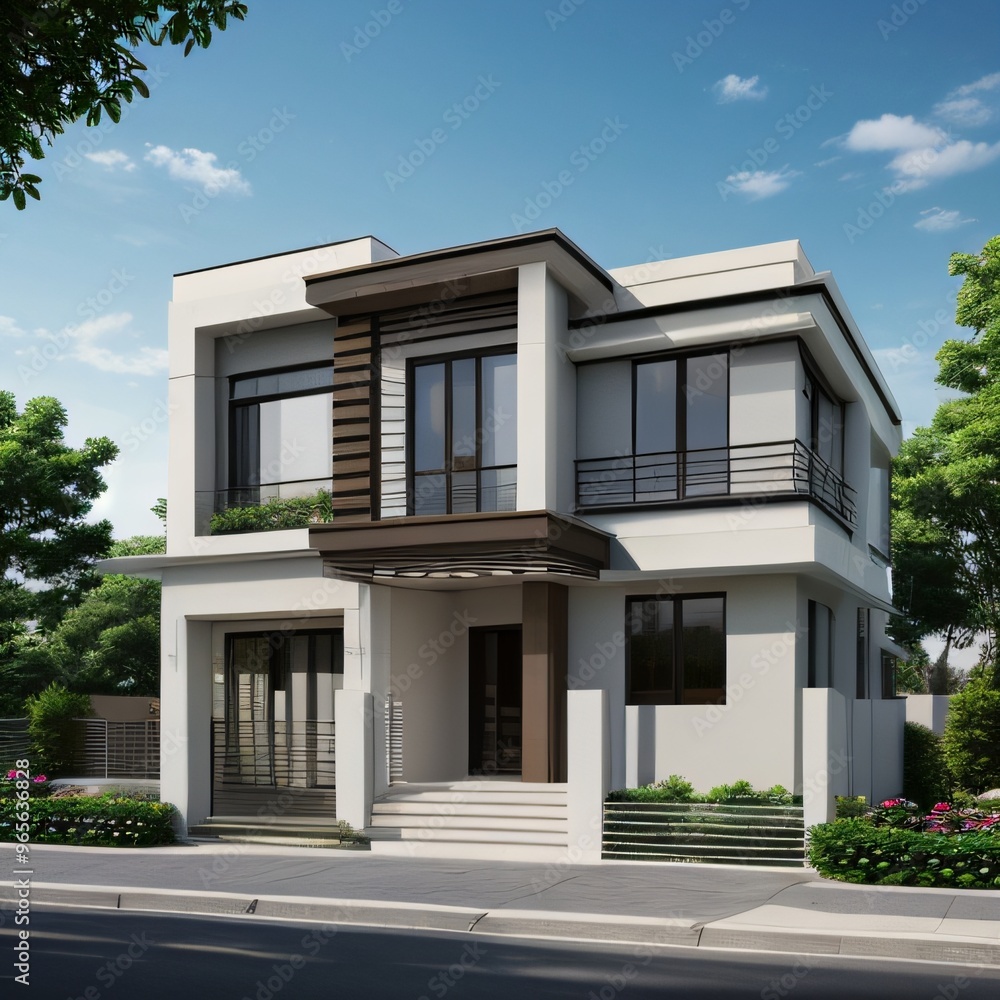 Modern luxury house with a well-manicured lawn.. Modern luxury house with a well-manicured lawn..