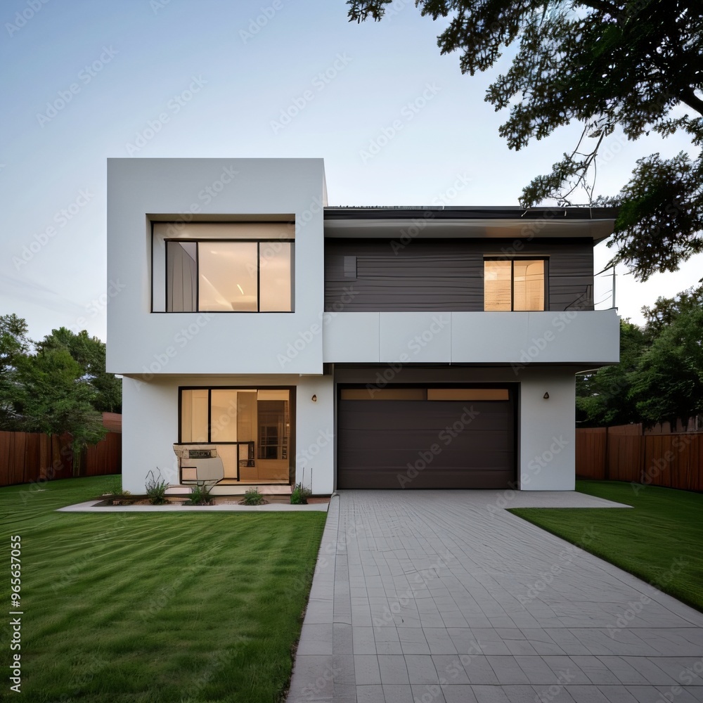 Modern luxury house with a well-manicured lawn.. Modern luxury house with a well-manicured lawn..