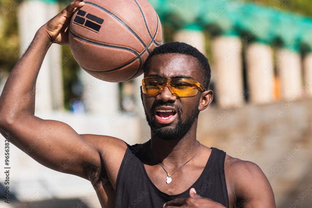 I'm the best player - Sportive man playing basket outdoors I'm the best player - Sportive man playing basket outdoors