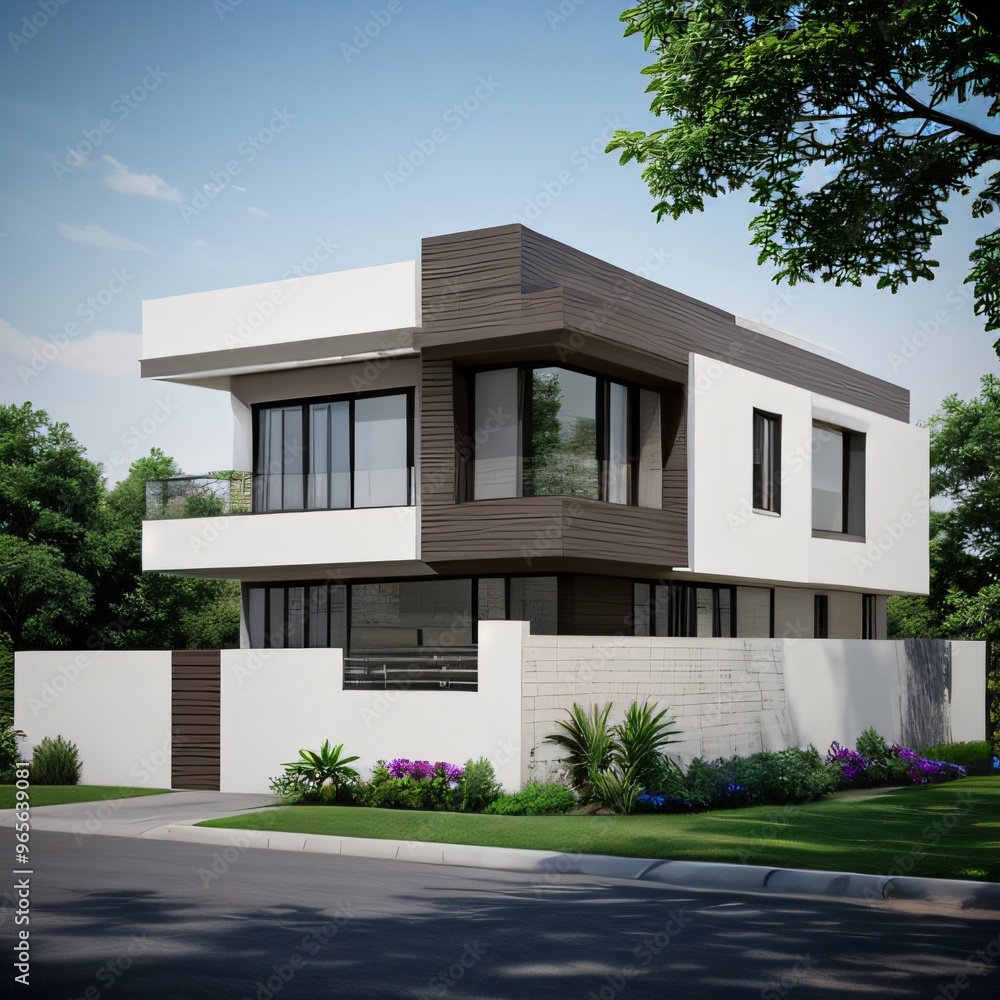Modern luxury house with a well-manicured lawn.. Modern luxury house with a well-manicured lawn..
