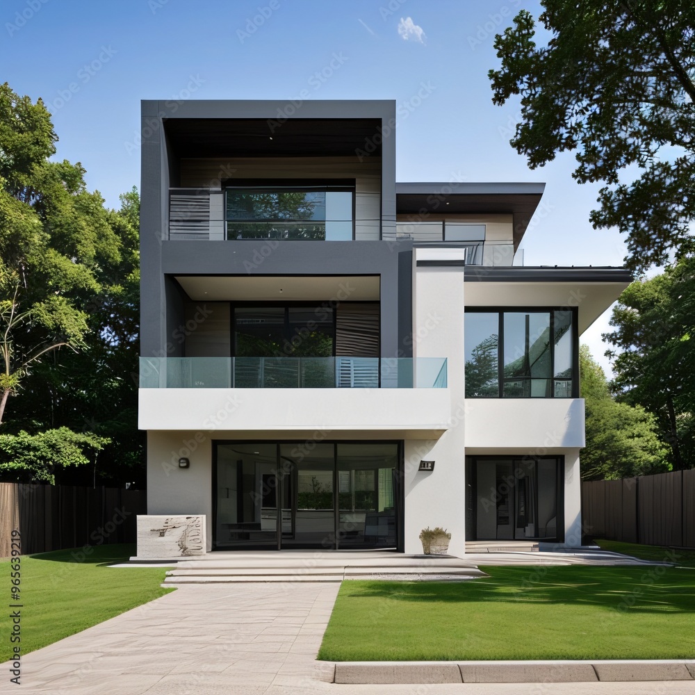 Modern luxury house with a well-manicured lawn.. Modern luxury house with a well-manicured lawn..