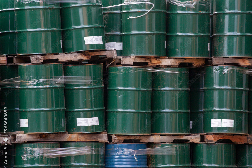 High quality close up picture of hazardous barrels captured in industrial area High quality close up picture of hazardous barrels captured in industrial area