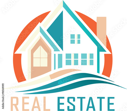 Flat Vector illustrative style real estate logo design template