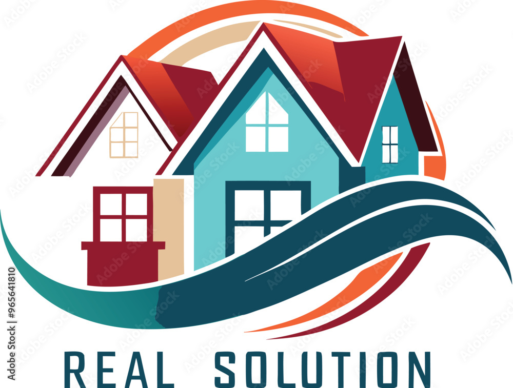 Fototapeta premium Flat Vector illustrative style real estate logo design template