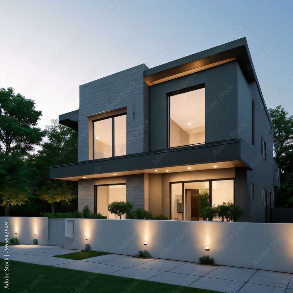 Modern luxury house with a well-manicured lawn.. Modern luxury house with a well-manicured lawn..