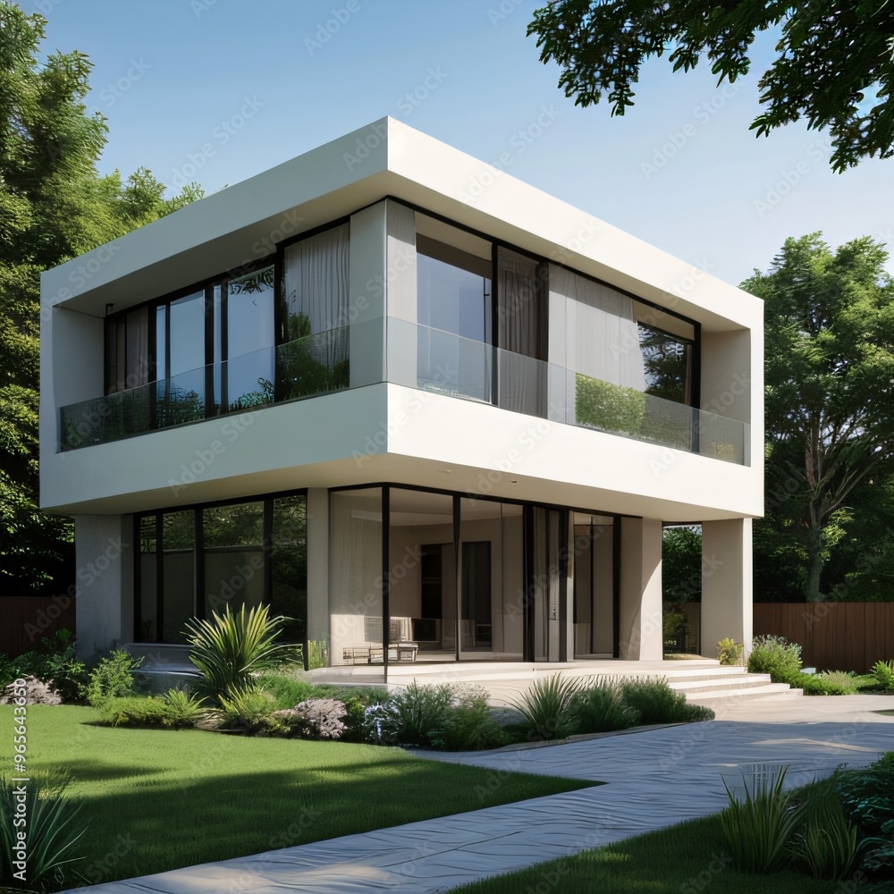 Modern luxury house with a well-manicured lawn.. Modern luxury house with a well-manicured lawn..