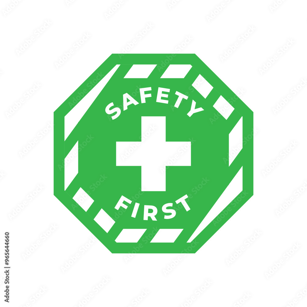 Obraz premium Safety first sign logo design for safety workplace factory manufacture banner.