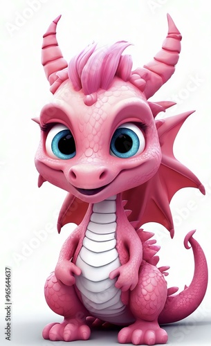 Cartoon cute pink dragon