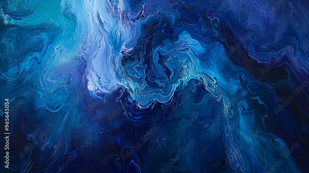 Abstract swirling patterns in deep blue and turquoise, evoking a sense of fluidity and depth. Abstract swirling patterns in deep blue and turquoise, evoking a sense of fluidity and depth.