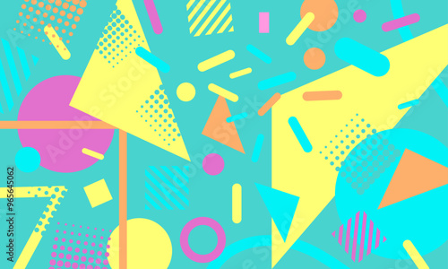 colorful abstract festive background inspired by Memphis style