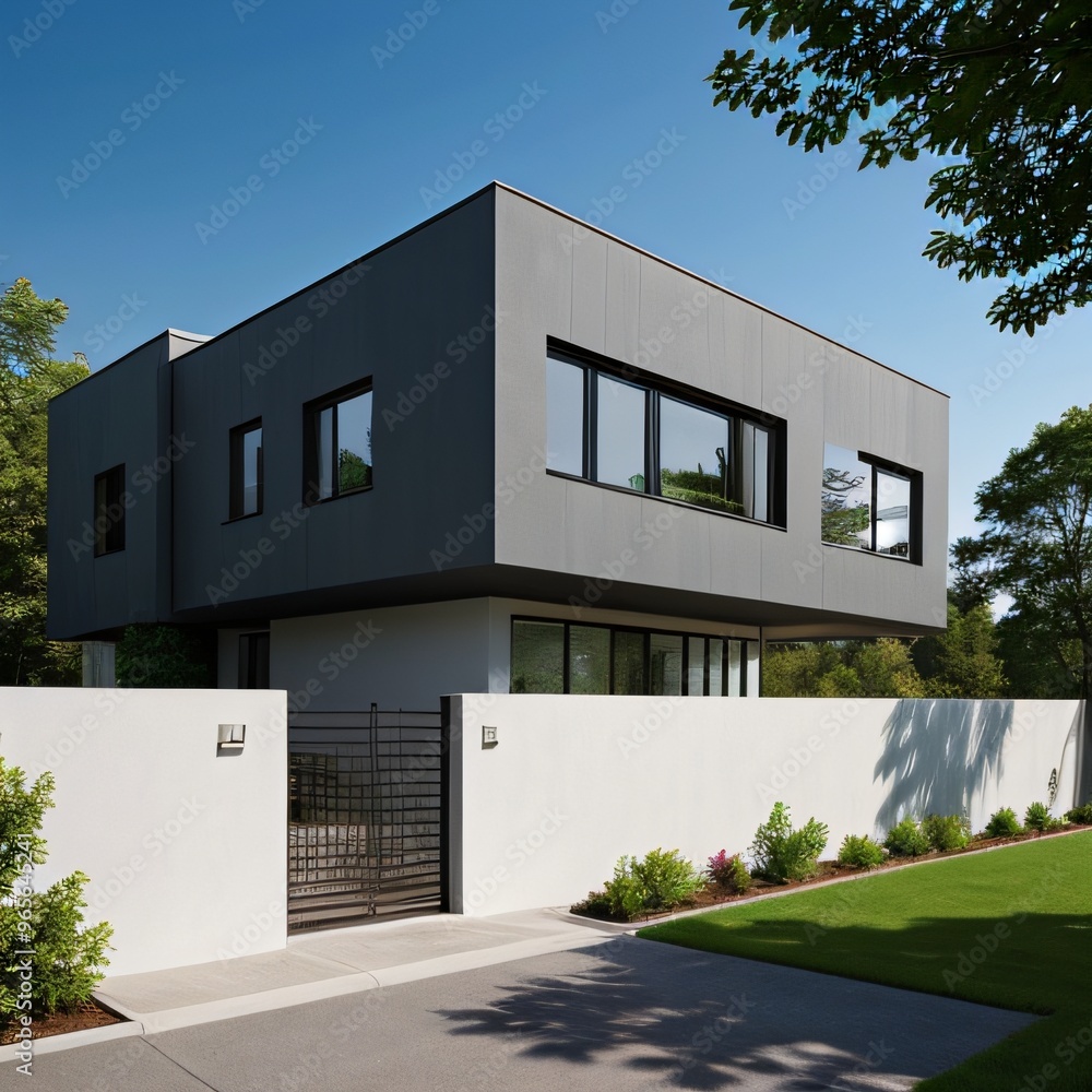 Modern luxury house with a well-manicured lawn.. Modern luxury house with a well-manicured lawn..