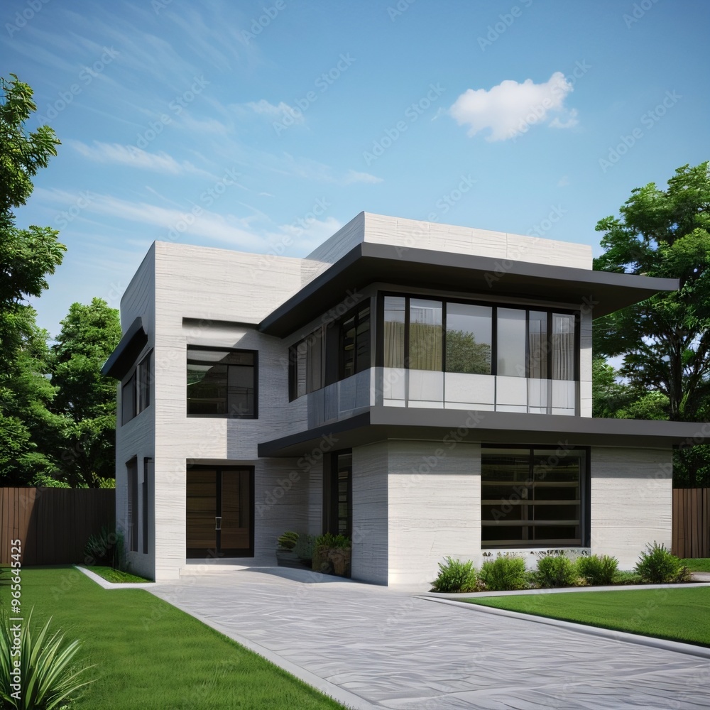 Modern luxury house with a well-manicured lawn.. Modern luxury house with a well-manicured lawn..