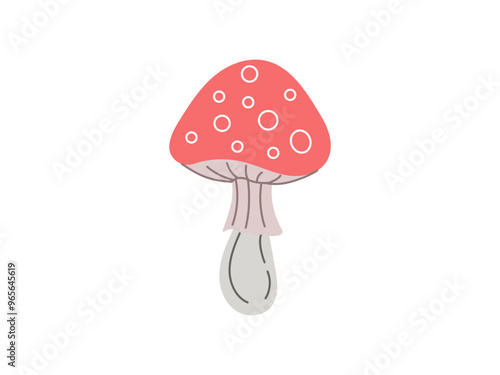 Illustration of Poisonous mushroom, toadstool, fly agaric. Flat style illustration. Vector isolated on white background.