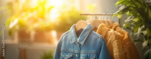 A modern photo of childrens clothing with natural lighting