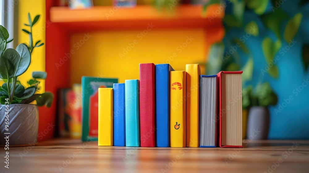 Naklejka premium A bright and colorful product photography shot of childrens books