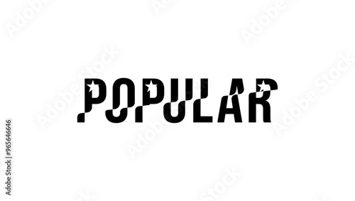 Popular lettering, black isolated silhouette