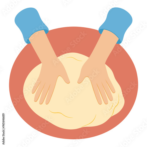 Kneading dough hands vector illustration on a white background