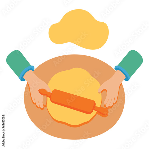 Kneading dough hands vector illustration on a white background