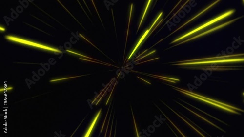 Motion Background HD Video with Fast Yellow Blur Shinny Lines in Space as a Black Blue Background, Loop, 60 FPS, Perfect for Dynamic Graphics Design Projects and Visual Effects