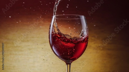 red wine pouring into glass