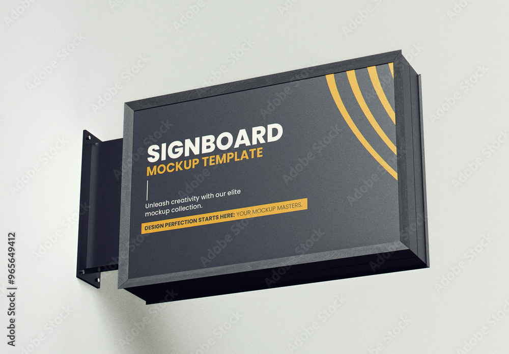 Rectangular Wall Signboard Mockup Stock Template | Adobe Stock