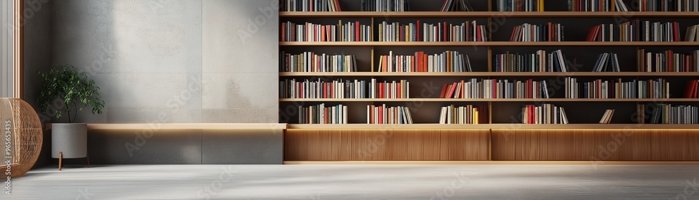 A minimalist bookshelf that provides a comfortable reading environment at home. A minimalist bookshelf that provides a comfortable reading environment at home.