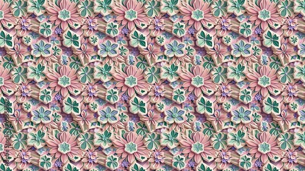 Lavender Mint Pattern, Soft Pastel Florals, Contemporary Floral Art, Abstract Flower Grid, Trendy Floral Pattern Lavender Mint Pattern, Soft Pastel Florals, Contemporary Floral Art, Abstract Flower Grid, Trendy Floral Pattern