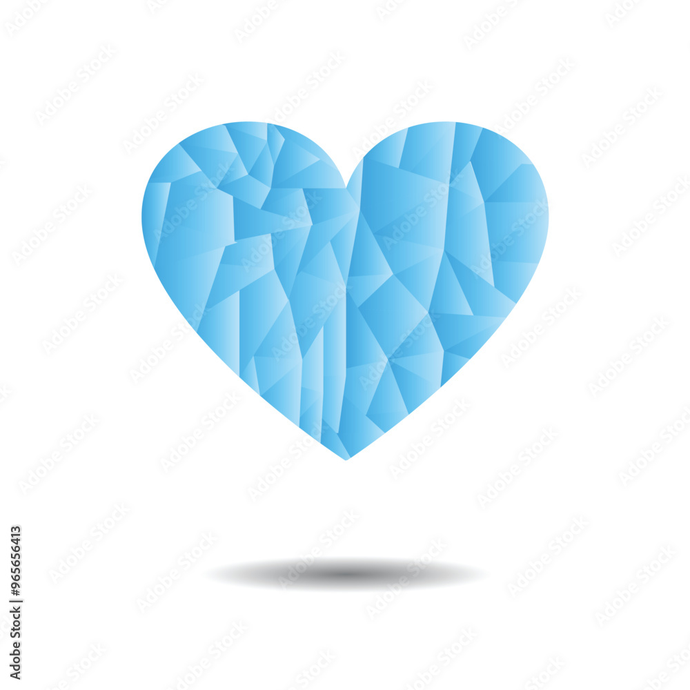 Frozen Heart with Shadow on White Background. Love feelings and relationship concept vector Frozen Heart with Shadow on White Background. Love feelings and relationship concept vector
