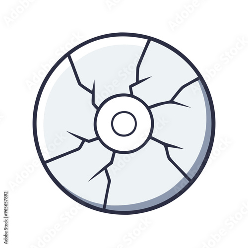 Cracked CD Blue Minimalist Damaged Media Symbol