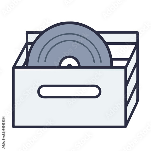 Record Box Blue Minimalist Vinyl Storage Symbol