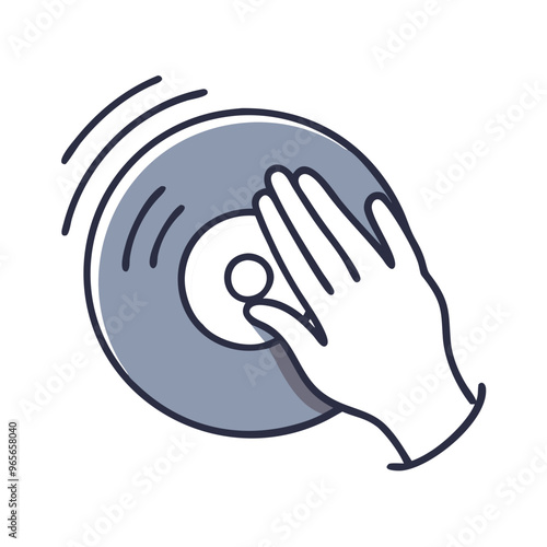 Hand on Vinyl Blue Minimalist DJ Scratching Symbol
