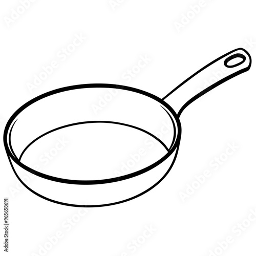 frying pan outline coloring book page line art illustration digital drawing