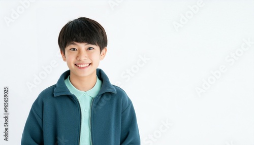 笑顔の日本人の子供 白い背景
