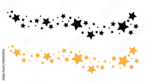 Trail of Magical Stars Isolated on White. Graphic design element concept vector art