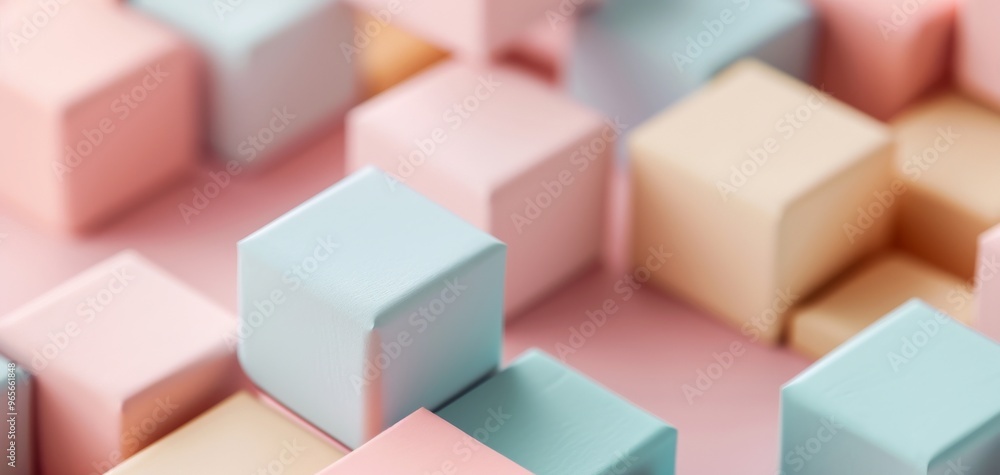 A close-up view of colorful pastel cubes arranged on a soft pink background, perfect for inspirational and creative projects. A close-up view of colorful pastel cubes arranged on a soft pink background, perfect for inspirational and creative projects.