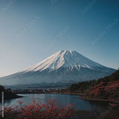 Mount Fuji is Japan's tallest peak, standing at 3,776 meters (12,389 feet). It is a symmetrical stratovolcano located on Honshu Island and is renowned for its iconic, snow-capped summit and cultural s photo