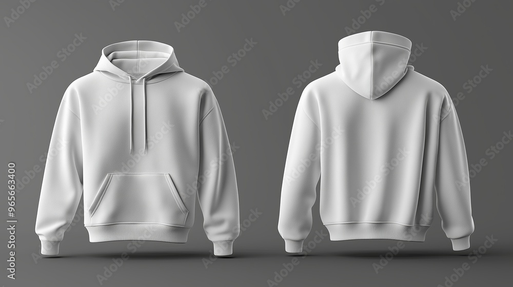 White Hoodie plain mockup hoodie, seen from the front and back White Hoodie plain mockup hoodie, seen from the front and back