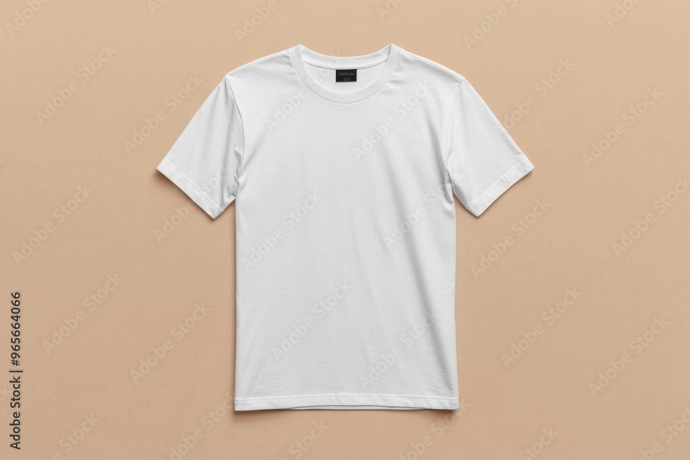 Simple Tshirt Flatlay mockup in beige background created with generative AI Simple Tshirt Flatlay mockup in beige background created with generative AI